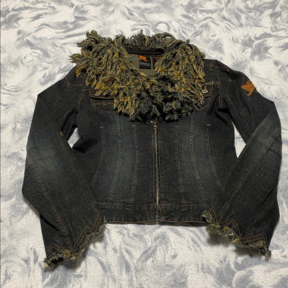 Parasuco Black and Yellow Fringed Denim Jacket